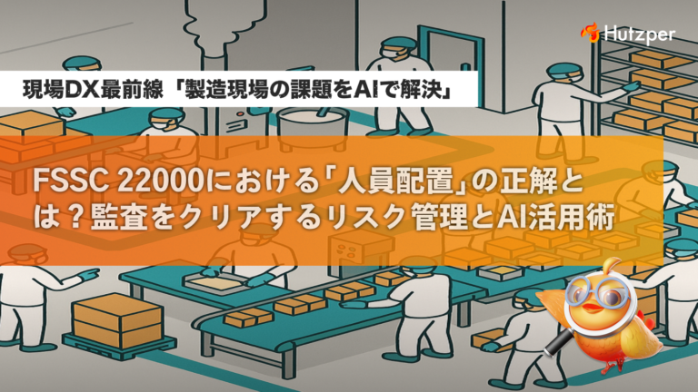 「FSSC 22000における「人員配置」の正解とは？監査をクリアするリスク管理とAI活用術」アイキャッチ